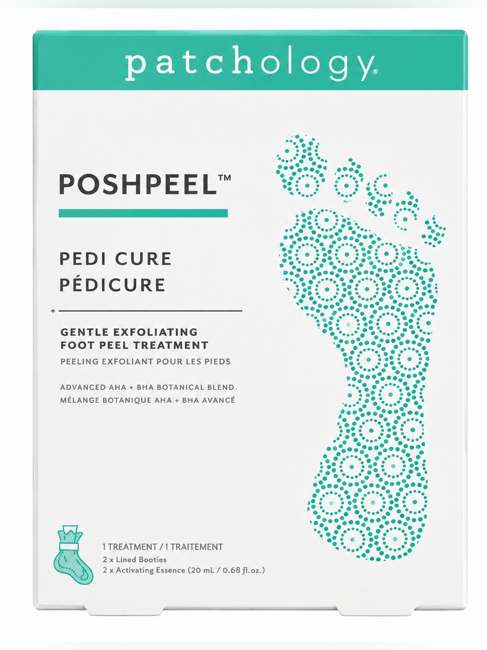 Patchology PoshPeel Pedi Cure Exfoliating Foot Treatment - Teal/White